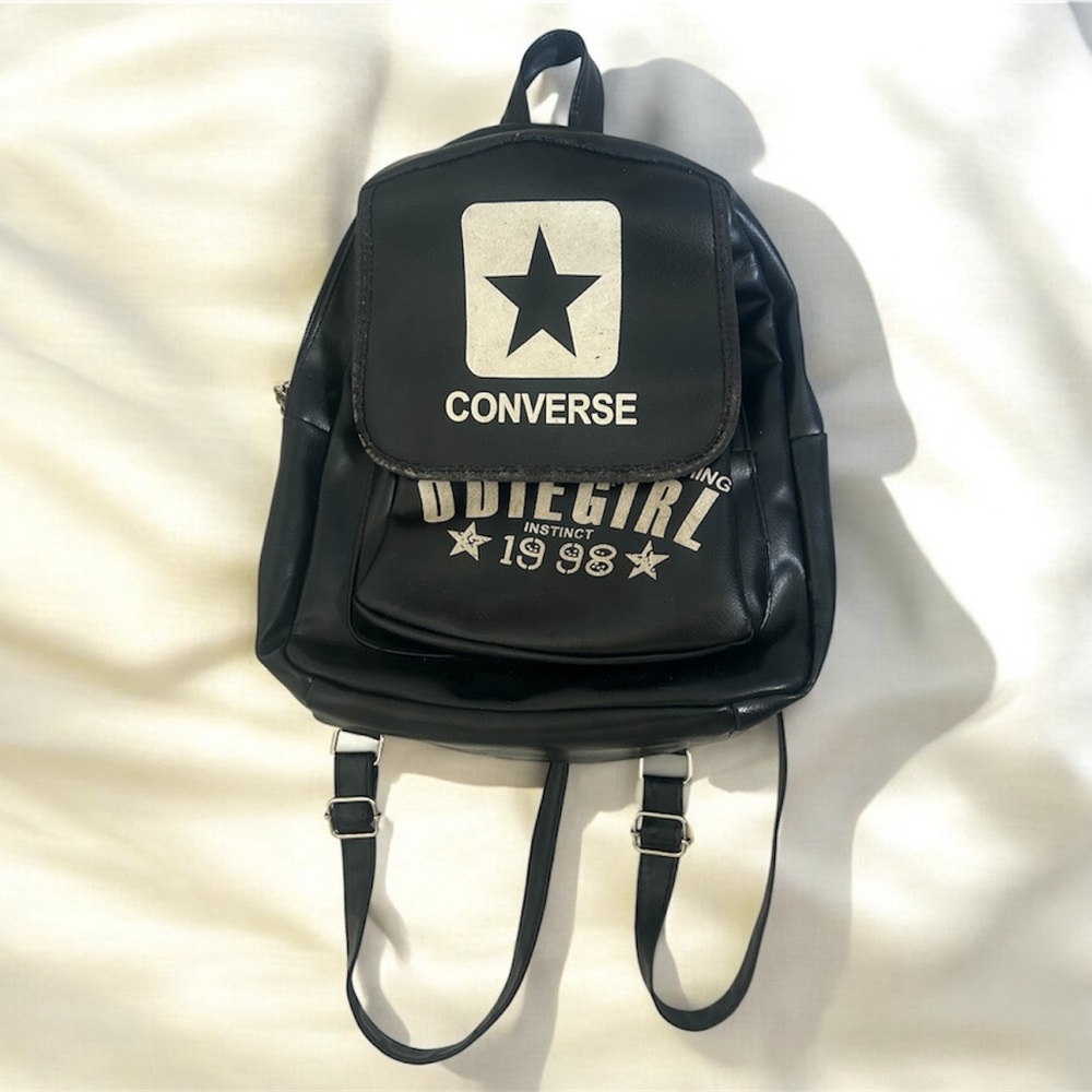 Retro 90s/Y2K Converse Black Mini Backpack with Classic Bold Lettering